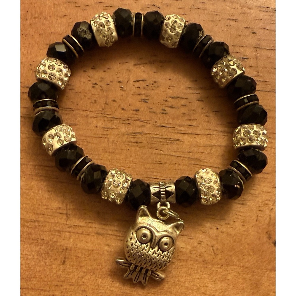 Fashion Owl‎ Bracelet Black And White Stone Beaded Bracelets